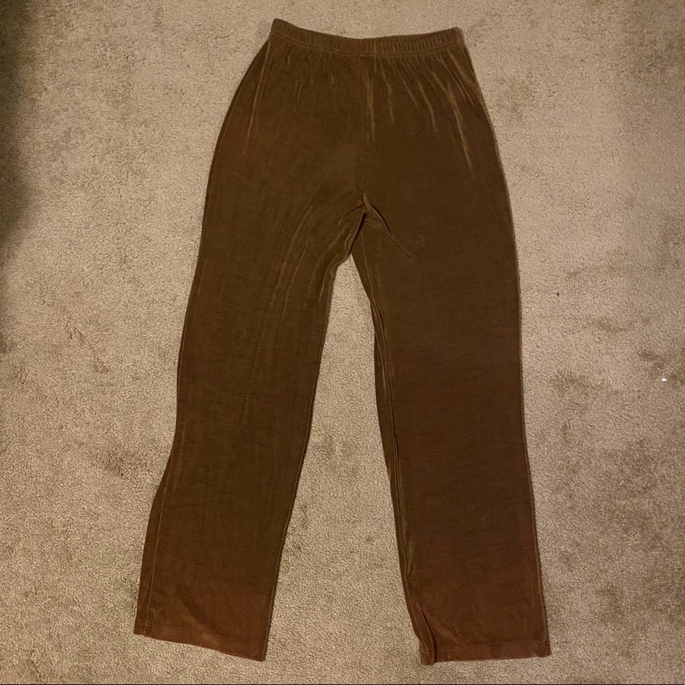 VINTAGE DEADSTOCK Slinky Brown Pants • Medium